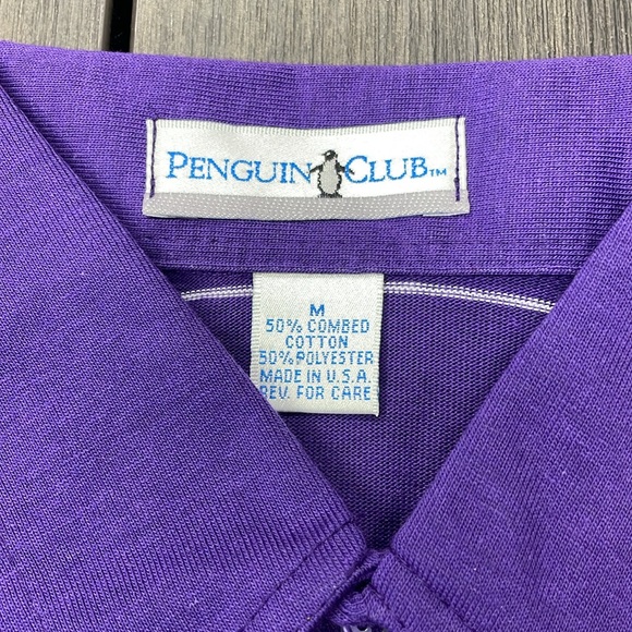 Purple/brown striped Polo shirt (vintage) PENGUIN CLUB - Picture 3 of 4